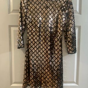 Gold and Black Sequin Dress